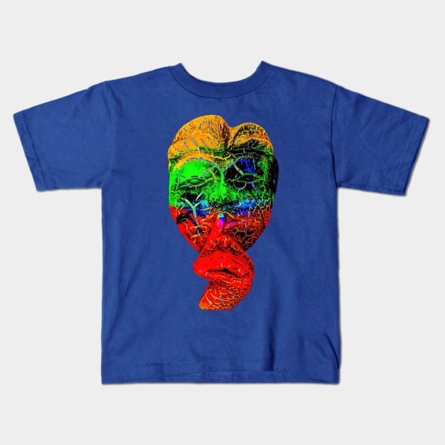 A Bali face mask cut out in dark multicolor Kids T-Shirt by kall3bu